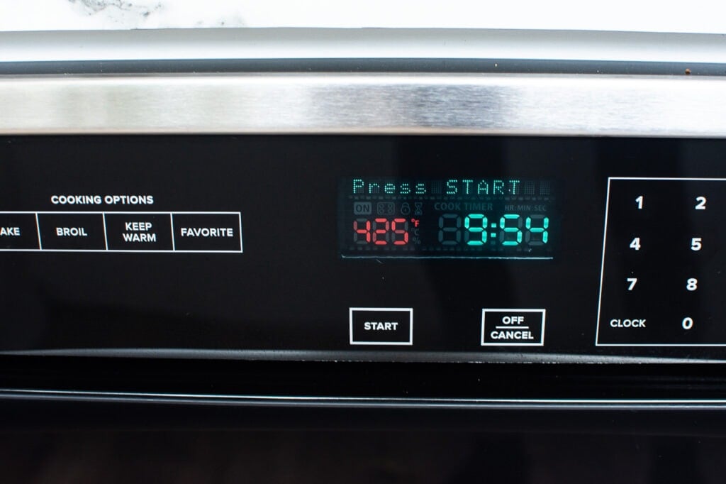 oven preheating to 425 degrees F