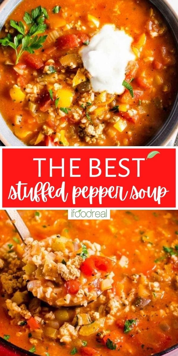 Stuffed Bell Pepper Soup (One Pot Meal) - iFoodReal.com