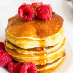 almond flour stack of pancakes with fresh berries