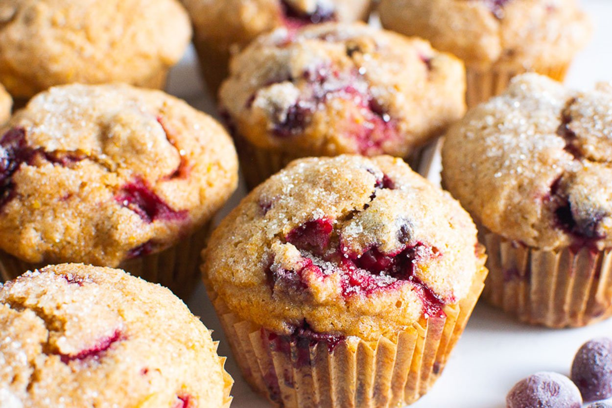 healthy cranberry orange muffins finished ready to eat