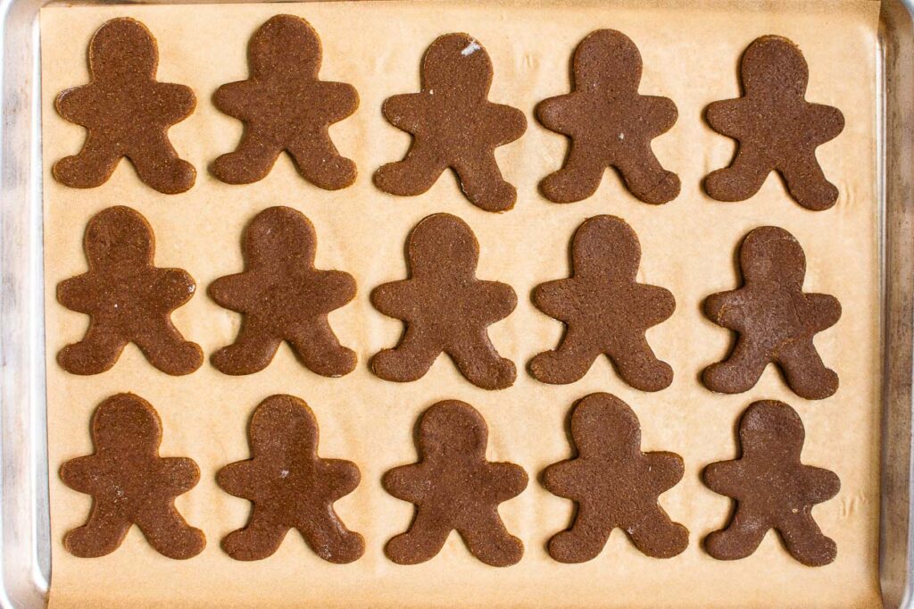 gingerbread cookies on baking tray