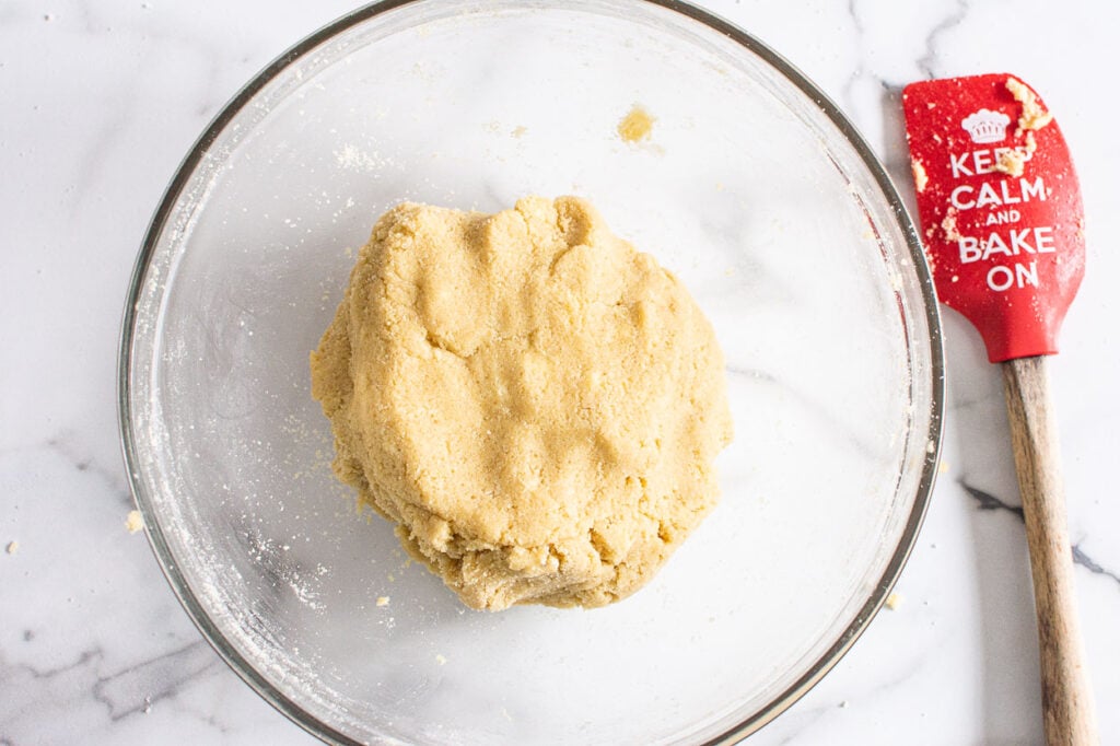 forming dough ball for healthy sugar cookies