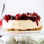 greek yogurt cheesecake with cherry topping