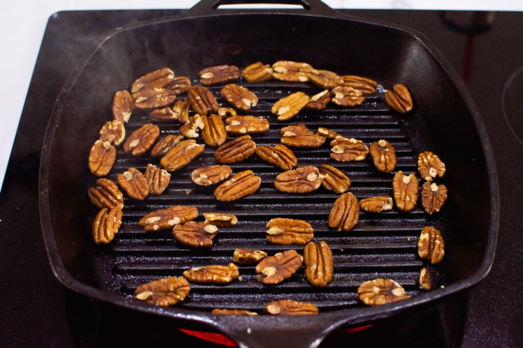 toasting pecans in a skillet