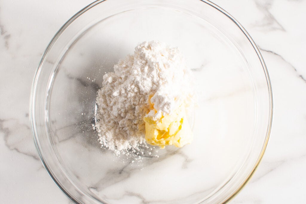 mixing butter and sugar for healthy meltaways