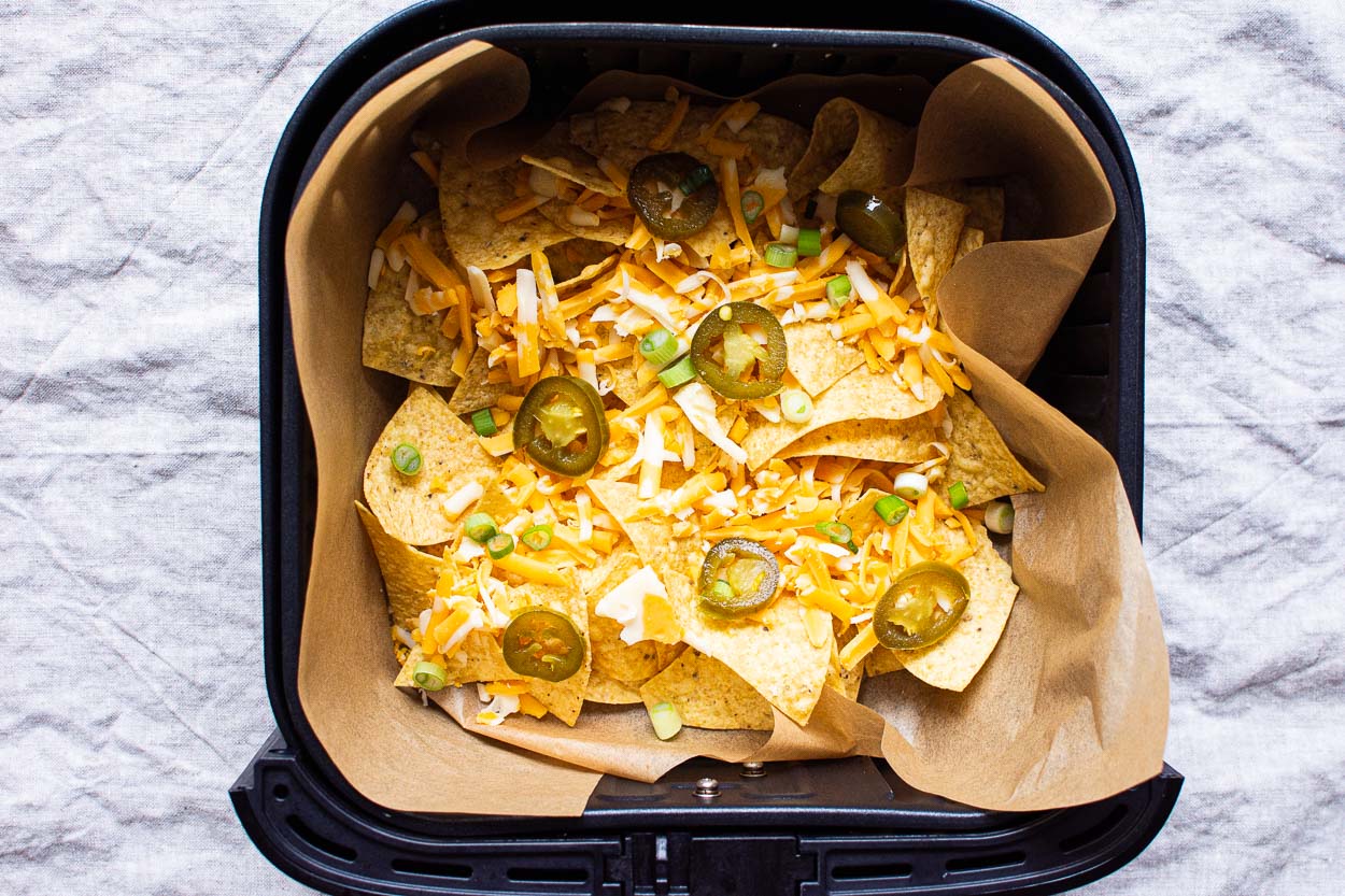 Air Fryer Nachos {Easy and Cheesy!}