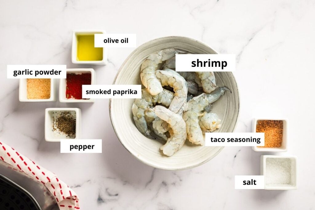 air fryer fried shrimp ingredients with seasoning