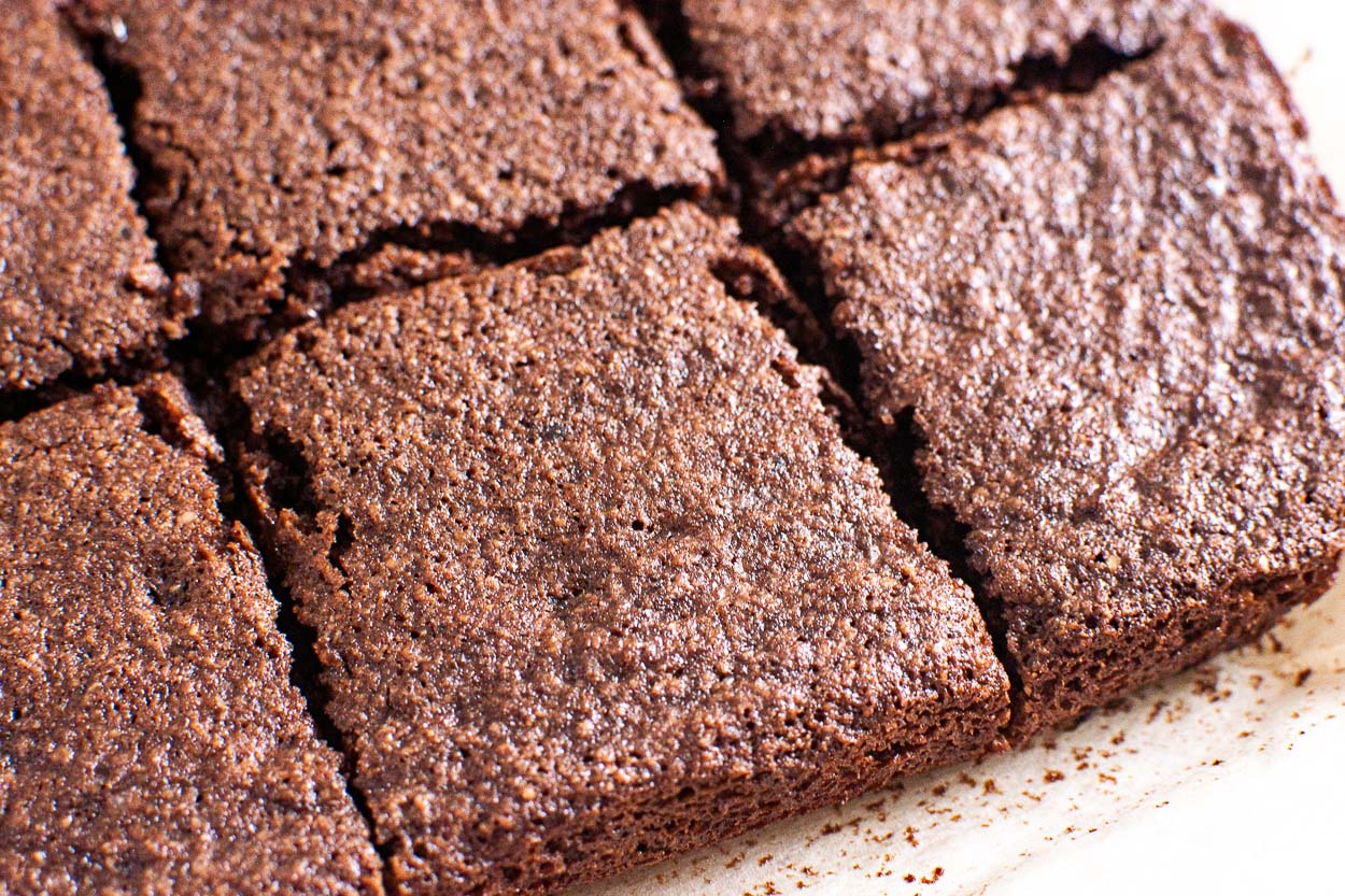 homemade almond flour brownies cut into squares