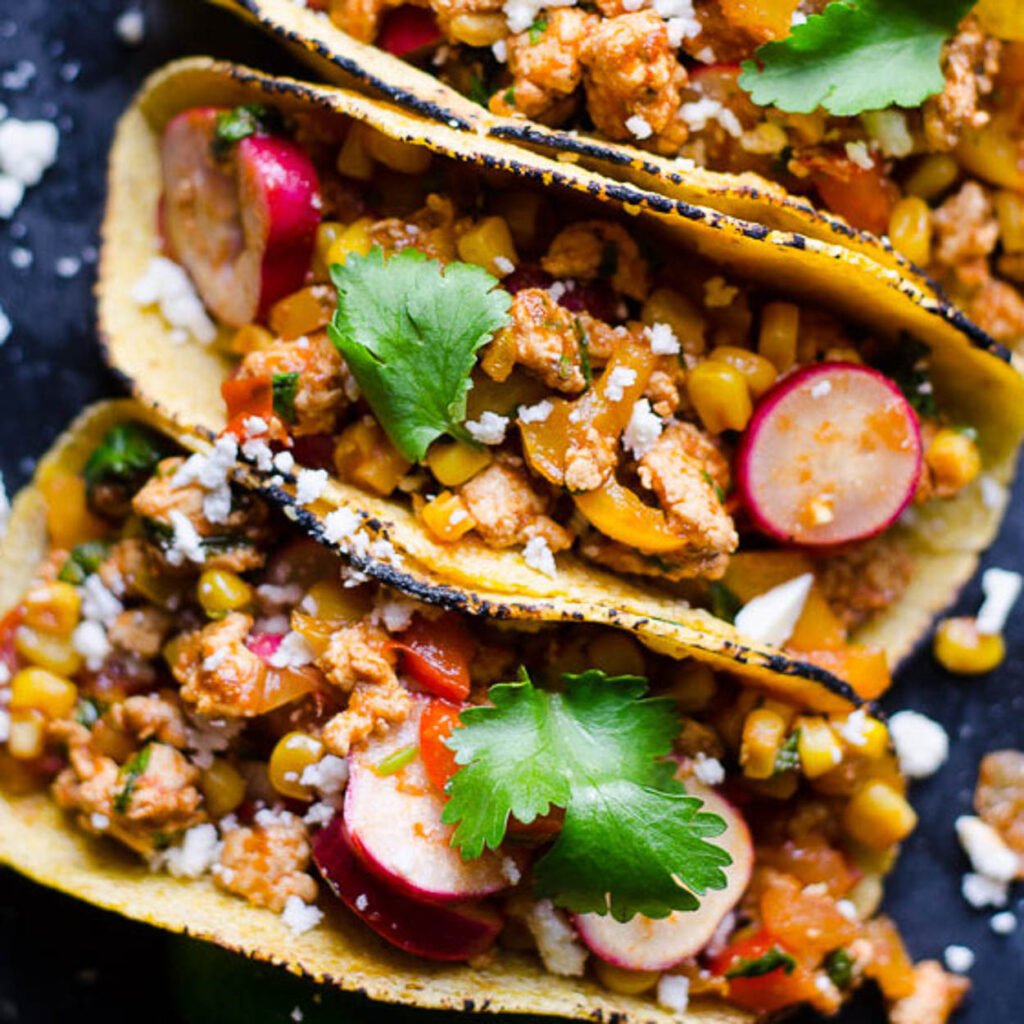 Ground Chicken Tacos (30 Minutes with Toppings Prep)