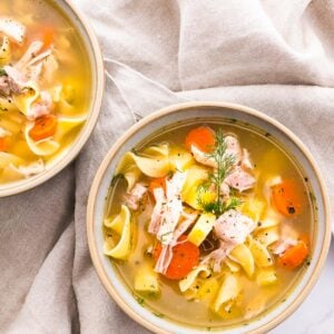 two bowls of healthy chicken soup