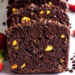 Sliced healthy chocolate bread.