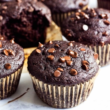 healthy chocolate chocolate chip muffins