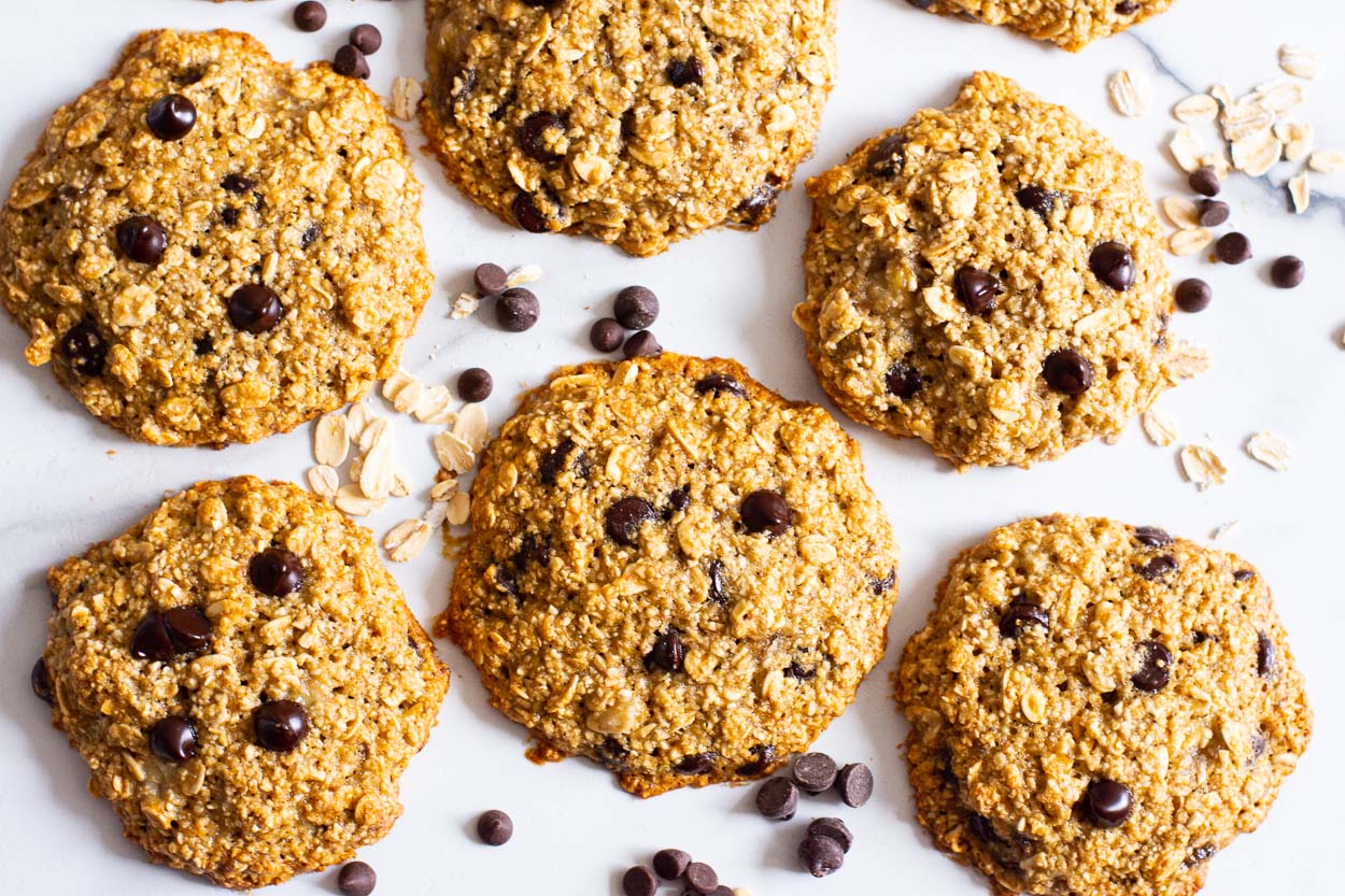 six banana oat cookies ready to eat