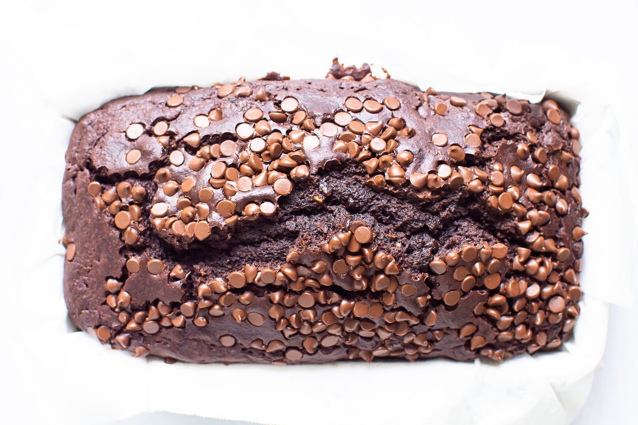 Looking down at healthy chocolate bread. 