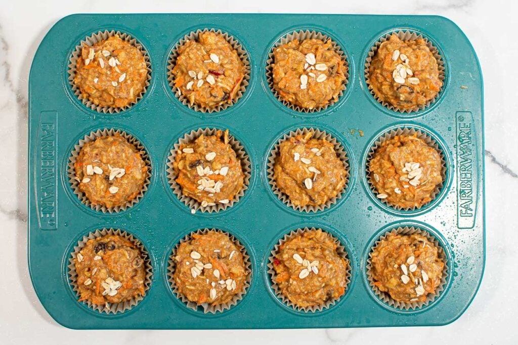 Healthy morning glory muffins ready to be baked.