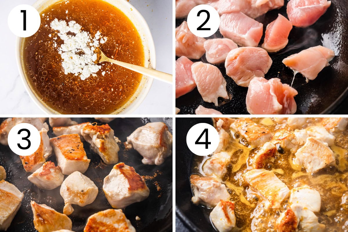 Step by step process how to make healthy orange chicken.