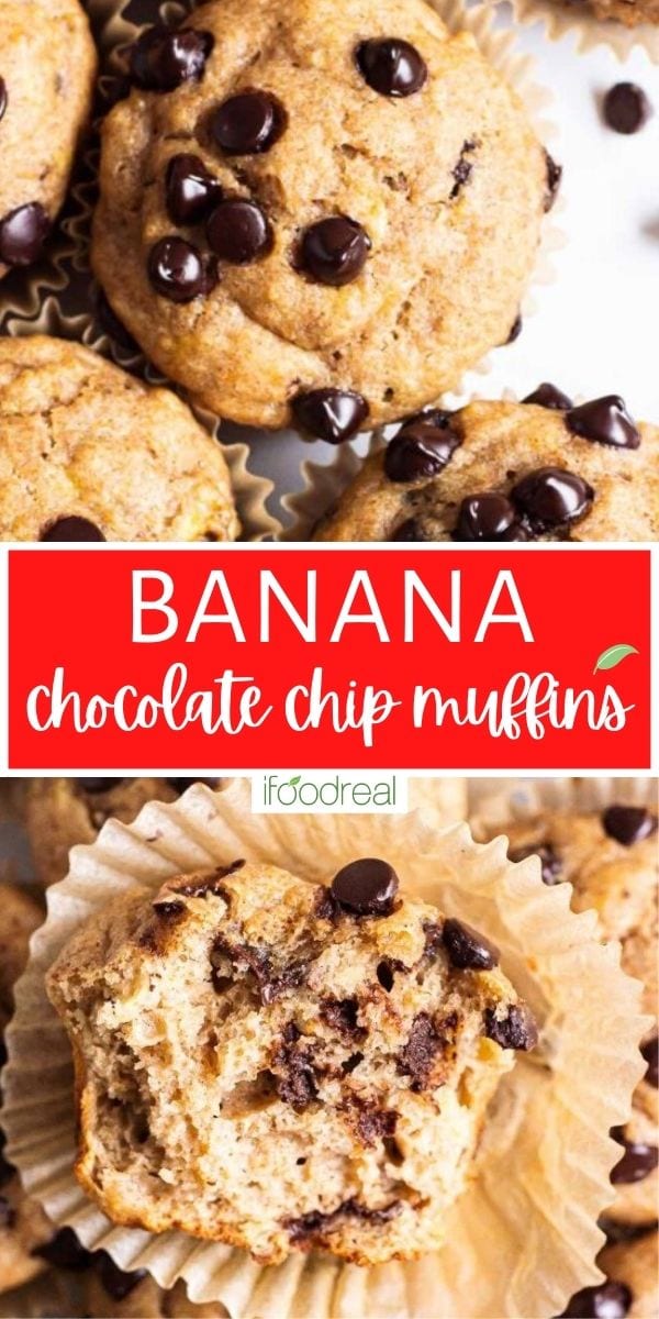 Healthy Banana Chocolate Chip Muffins - iFoodReal.com