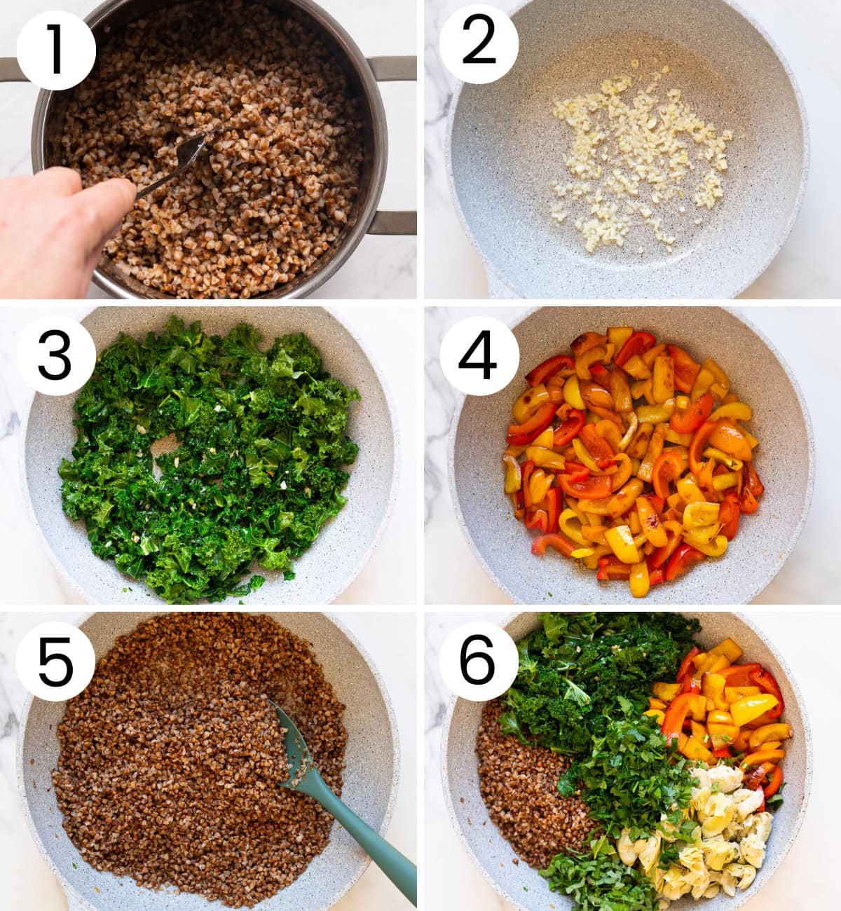 Step by step process how to make buckwheat stir fry.