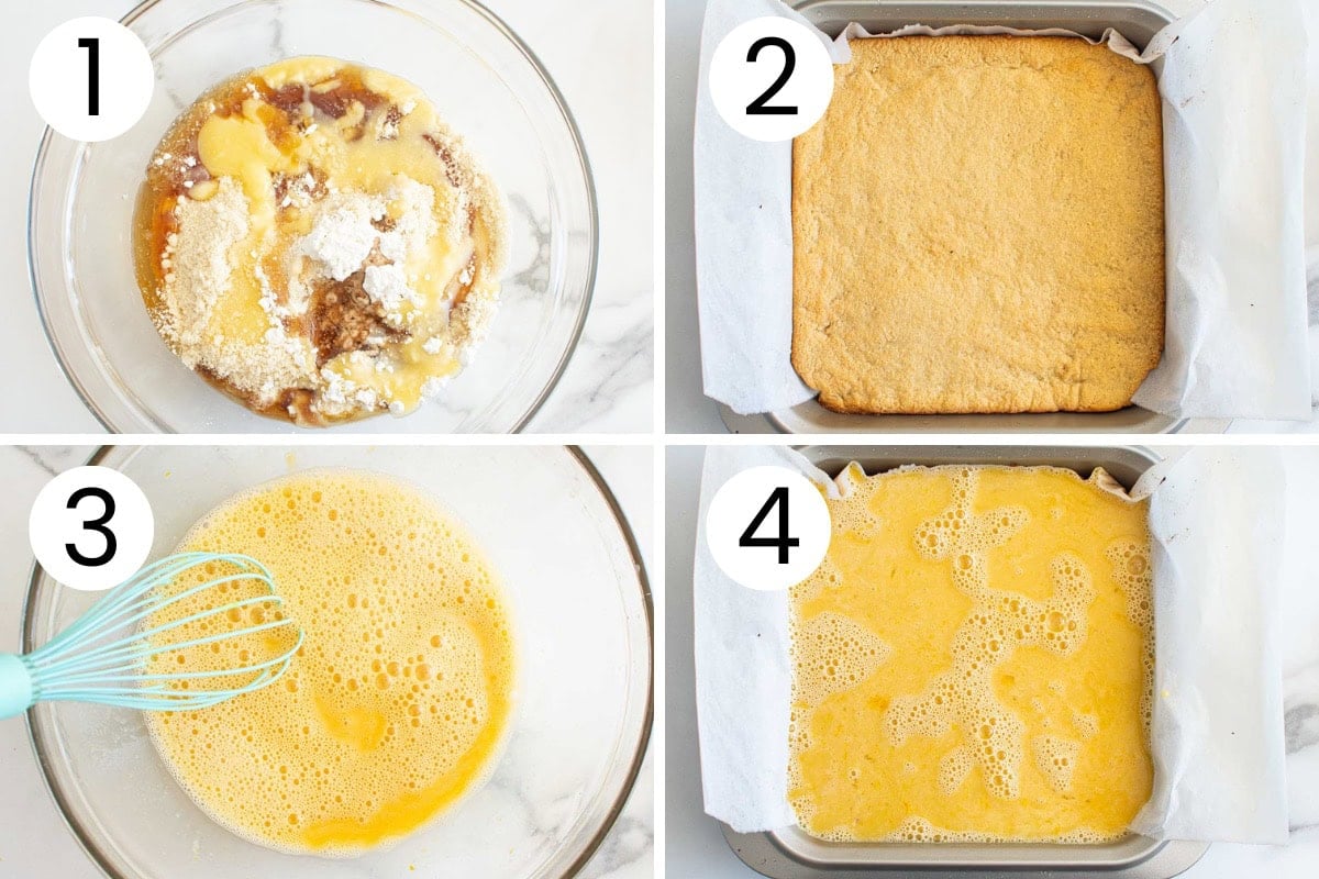 Step by step process how to make healthy lemon bars.