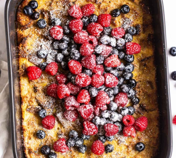 Healthy French Toast Casserole with Berries