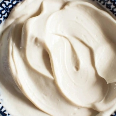 Healthy Greek yogurt frosting in a bowl.