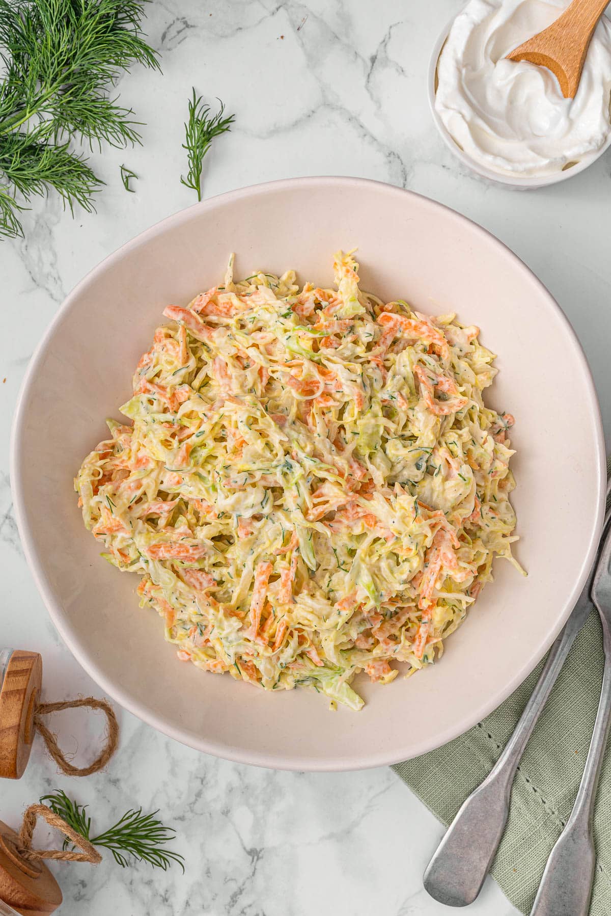 Healthy coleslaw in a bowl.