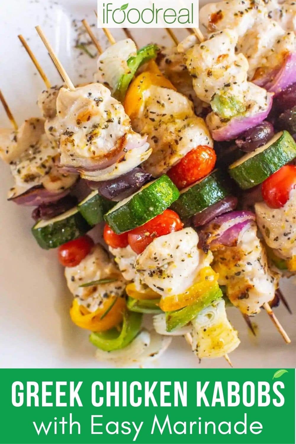 Greek Chicken Kabobs with Easy Marinade - iFoodReal.com