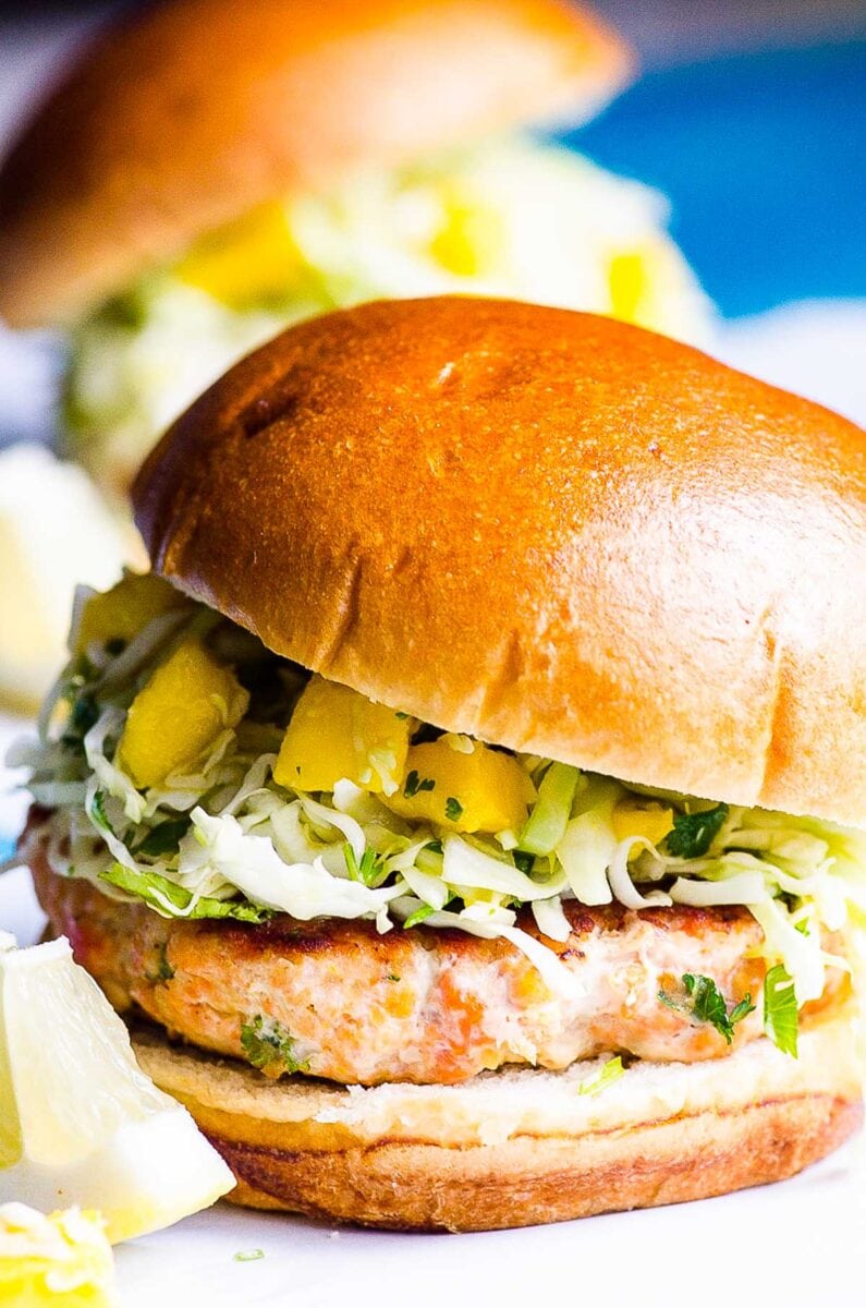 Healthy Salmon Burgers With Mango Slaw 1839