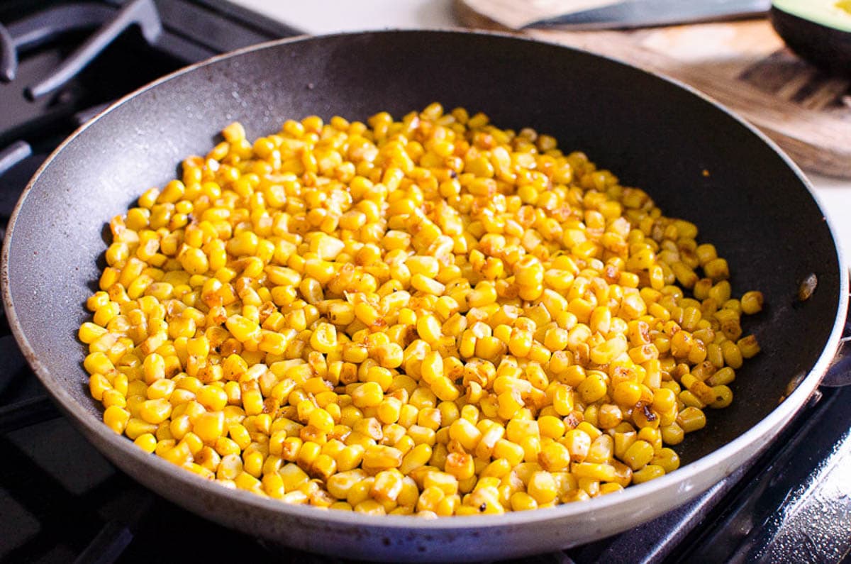 Corn in skillet.