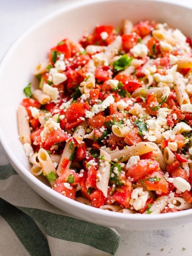 Tomato Basil And Feta Pasta Salad 