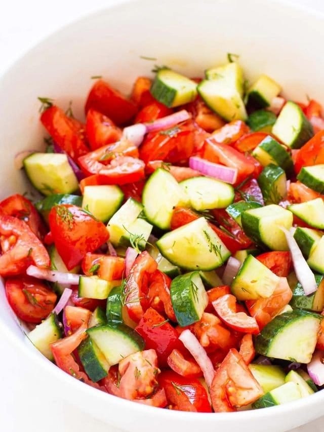 Ukrainian Cucumber and Tomato Salad - iFOODreal.com