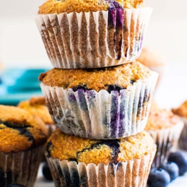 Healthy almond flour blueberry muffins.