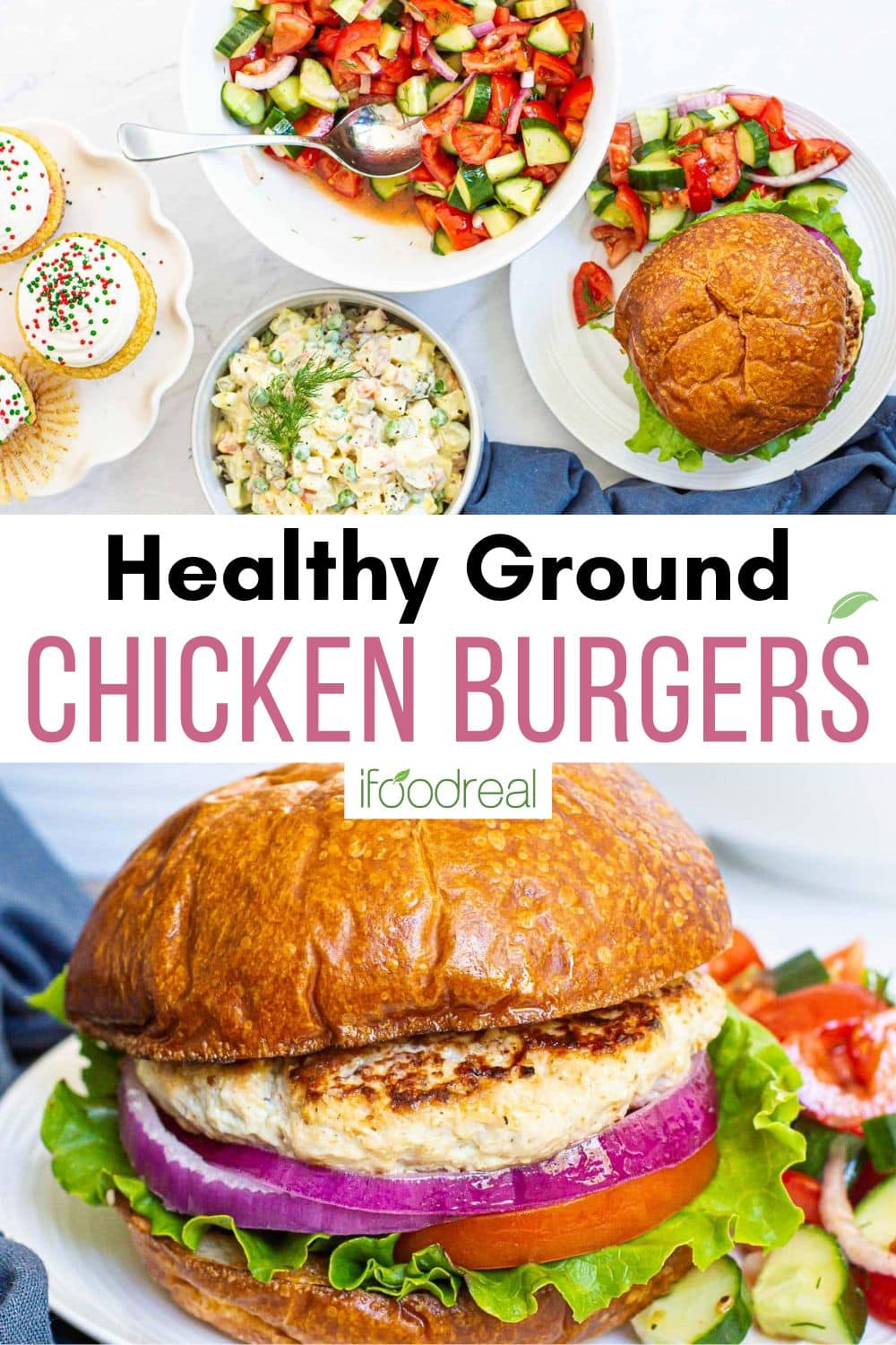 Ground Chicken Burgers - iFoodReal.com