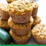 A stack of almond flour zucchini muffins.