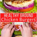 Close up of healthy ground chicken burger.