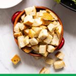 Healthy homemade croutons in a bowl.