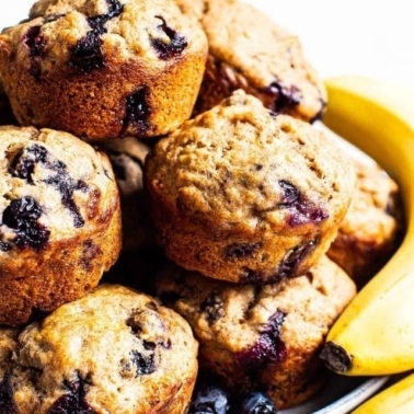 Healthy blueberry banana muffins.