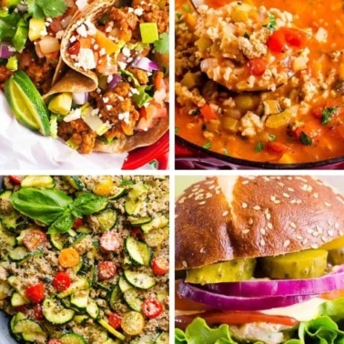 healthy ground turkey recipes photo collage.