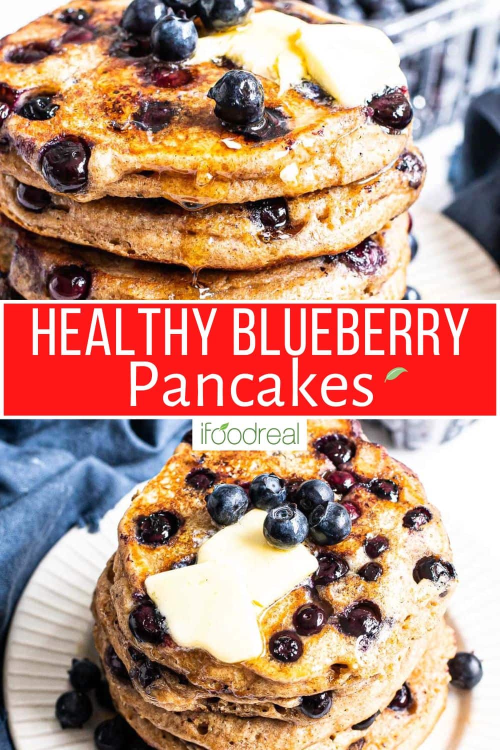 Healthy Blueberry Pancakes - iFoodReal.com