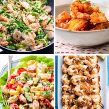 A collage of shrimp photos.