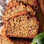 Healthy zucchini banana bread sliced.