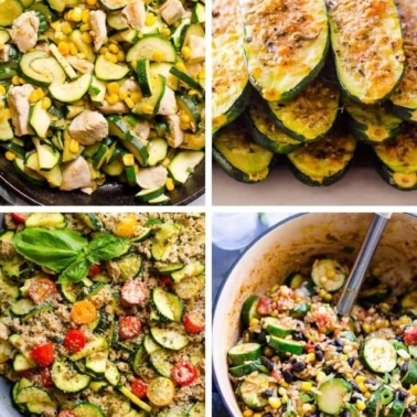 Healthy zucchini recipes photo collage.