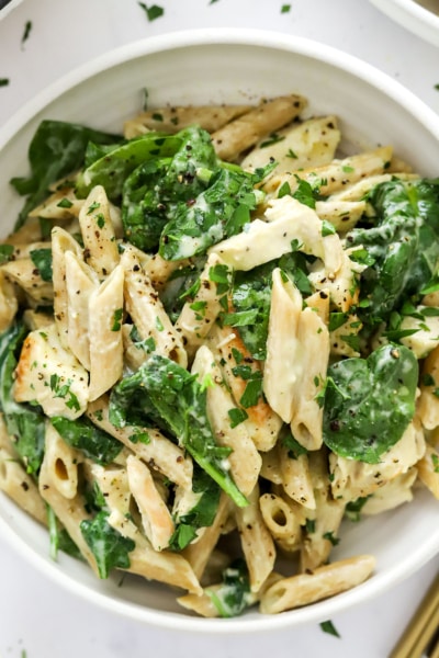 Chicken Spinach Pasta - iFoodReal.com