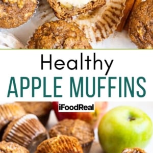 Healthy apple muffins paper liners with butter and apples.