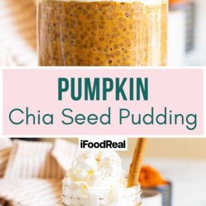 Pumpkin chia pudding with whipped cream.