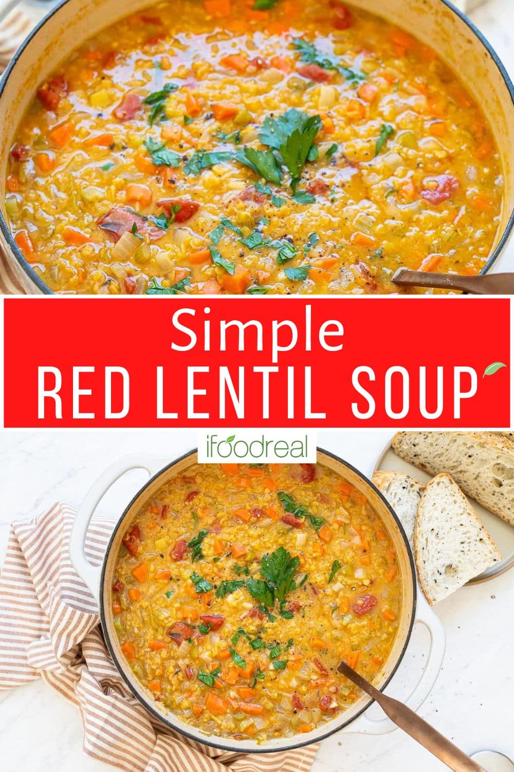 Simple Red Lentil Soup - iFoodReal.com