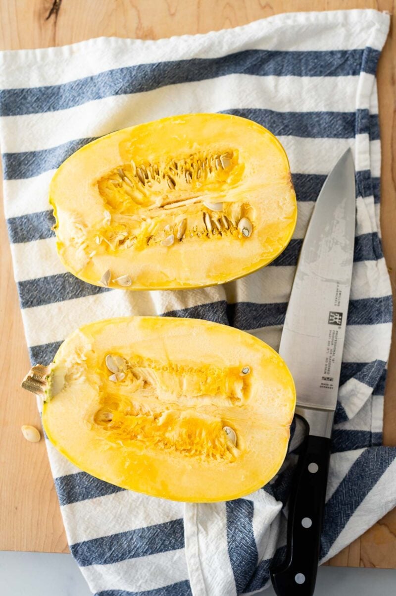 How to Cut Spaghetti Squash - iFoodReal.com