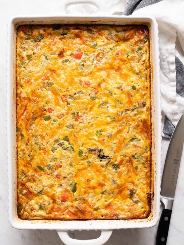 Sausage, Egg and Cheese Casserole - iFoodReal.com