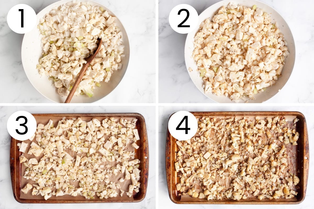 Step by step process how to make cauliflower stuffing.