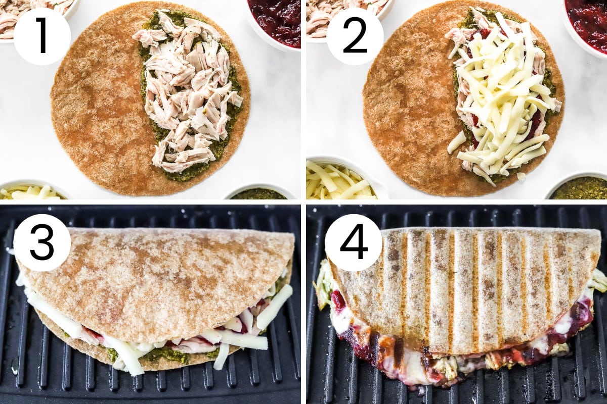 How to make quesadillas with leftover turkey step by step.
